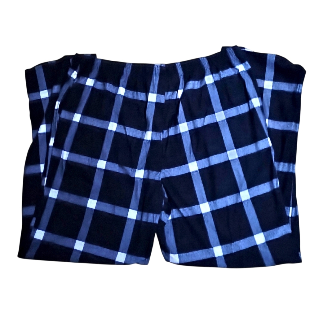 Lounge Pants Comfy Soft Pajamas With Pockets Men's Black & Blue Plaid Sz L